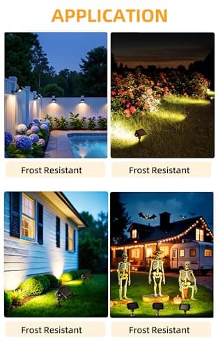 ROSHWEY Solar Spot Lights Outdoor, Waterproof Spotlights with 2 Brightness Mode, Landscape Lighting Solar Lights for Garden, Yard, Pathway (Warm White, 4 Pack) - Thumbnail 2