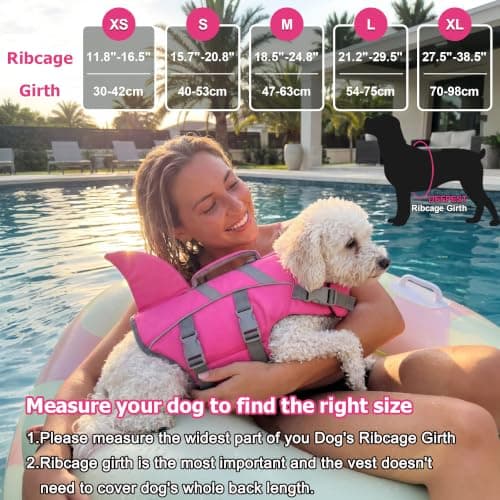 Dogcheer Dog Shark Life Jacket with Handle, Reflective High Buoyancy Swim Jacket for Small, Medium & Large Dogs, Perfect for Swimming, Boating, Paddleboarding, Surfing - Green,M - Thumbnail 6