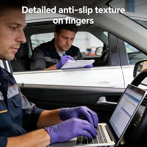 GTT Nitrile Exam Gloves, 6 Mil, 100 Count, Powder-Free, Disposable Gloves for Medical Care, First Aid, Cleaning, Food Prep, Tattoo, Cooking, Purple X Large - Thumbnail 2
