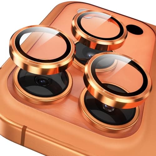 YWXTW Camera Lens Protector for iPhone 17 Pro/iPhone 17 Pro Max, [1 Step Installation Tray] Tempered Glass Screen Protector Metal Individual Camera Cover Accessories Case Friendly (Cosmic Orange)