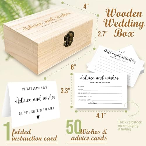 STOFINITY Advice And Wishes For The Mr And Mrs - Wedding Advice Cards For Bridal Shower Decorations, Hilarious Bridal Shower Games, Advice For The Groom And Bride Box, Wedding Games For Reception - Thumbnail 2