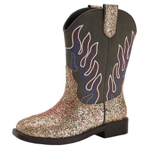 PATPAT Toddler Boys Cowboy Boots for Baby Kids Boys Girls Western Mid Calf Embroidered Glow-in-the-Dark Riding Boot Shoes Botas Vaqueras para Niño - Image 1