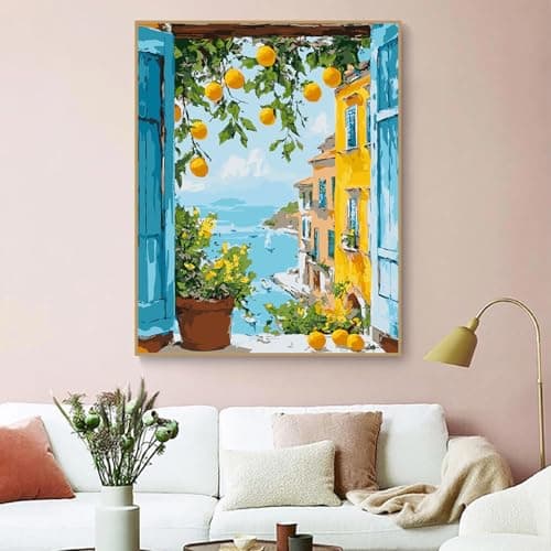 ZRIZQ Paint by Numbers Kit for Adults Beginners,Landscapes DIY Painting Set,Relaxing Creative Craft Activity,16x20 Inch-Lemon Tree - Thumbnail 3