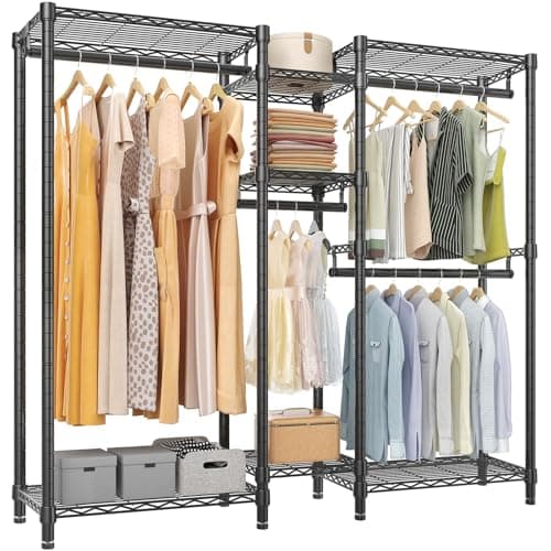 VIPEK Classic V6 Medium Heavy Duty Clothes Rack, 7-Tier Garment Rack with Adjustable Shelves, Portable Closet with 4 Hanging Rods, Space-Saving, 750lbs Capacity, 59.8" L x 14.6" W x 76.4" H, Black - Image 1