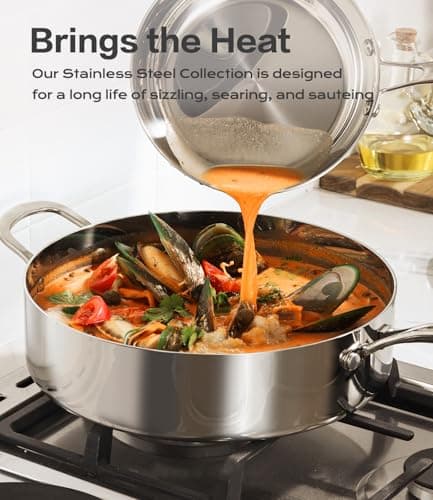 USELUCK 12 Inch Stainless Steel Frying Pan with Lid, 3-Ply Stainless Clad Skillets Fry Pan Fast & Even Heating, Oven Safe Up to 600℉ Dishwash Safe Compatible for All Cooktops Kitchen Cookware - Thumbnail 5