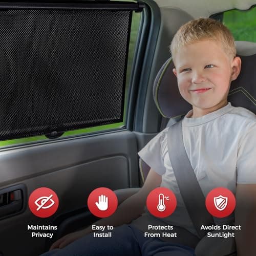 PLTCAT 2 Pack Car Sun Shade Side Window for Baby, Roller Vehicle Shades Sun Protection Shade for Car Side Window (Standard-16''x18'') - Thumbnail 6