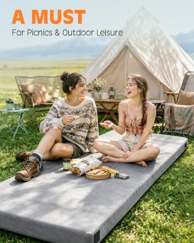 GAIALOOP 3 Inch Memory Foam Camping Mattress, Dual Layer Thick Sleeping Camp Pad for Car Tent Cot, Roll-Up Portable Glamping Floor Bed for Guests Sleepover[Single: 75 * 30 * 3"] - Thumbnail 6