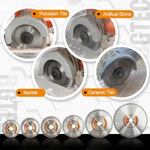 BGTEC Diamond Tile Blade,2pcs 4.5" Super Thin Turbo Rim Concrete Porcelain Saw Blade with 7/8" Arbor for Cutting Porcelain Tile Ceramic Granite Marble Hard Material Cutting Disc - Thumbnail 5
