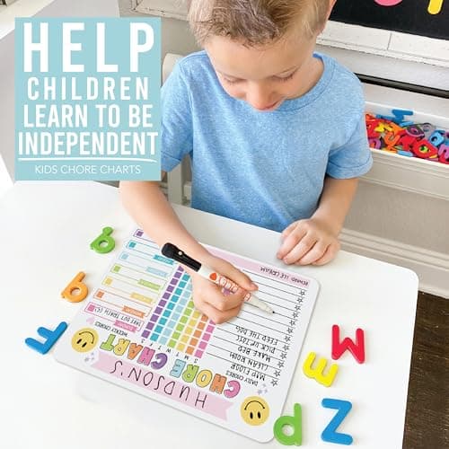 Hadley Designs Magnetic Chore Chart for Kids – Reward Chart for Kids, Dry Erase Responsibility Board for Children at Home, Fridge Behavior Tracker for Daily & Weekly Tasks, Pink Toddler Chore Board - Thumbnail 3
