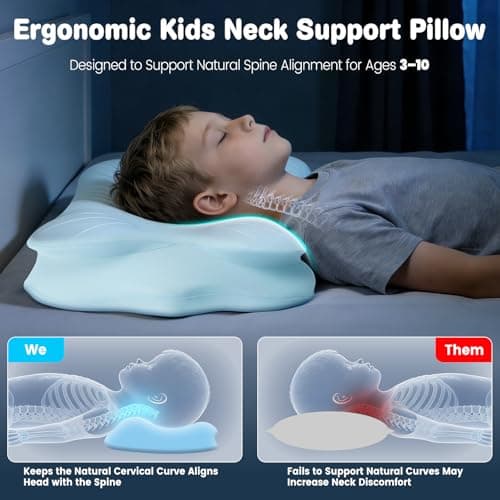 2026 New Toddler Pillow, Kids Cervical Pillow for Neck and Shoulder, Cooling Orthopedic Memory Foam Pillow,Ergonomic Neck Support Pillow for Side,Back and Stomach Sleepers,Odorless Aged 3-10 Years Old - Thumbnail 2