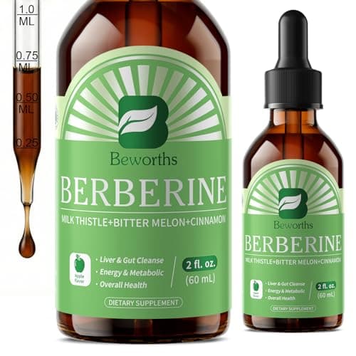 B BEWORTHS Berberine HCL Supplement with Ceylon Cinnamon - Berberine Phytosome Liquid Drops with Turmeric, Ceylon Cinnamon, Bitter Melon, Milk Thistle, Berberine Supplement for Digestion Support - Image 1