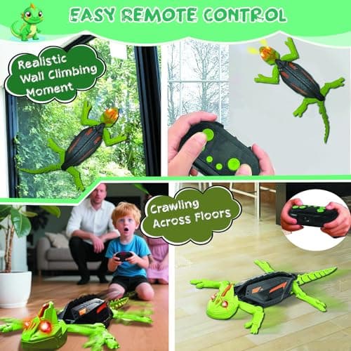 Ufilni Wall Crawler Gecko RC Toy for Age 8-13 - Realistic Remote Control Lizard Wall Climbing Toy, Birthday Gifts for Boys Age 4-8, Fun and Novelty Toys for Kids Girls & Boys - Thumbnail 5