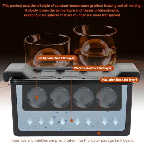 Clear Ice Ball Maker Mold 2 Inch Round Silicone Ice Molds 8 Large Ice Cubes Mold-Easy-to-Remove, Gift for Men Dad Boyfriend Who Have Everything - Thumbnail 3