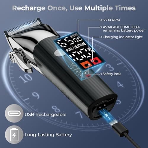 COMZIO® Professional Hair Clippers for Men, Professional Barber Clippers and Trimmer Set, Mens Cordless Hair Clipper for Barbers Haircut Kit Fade - Thumbnail 3