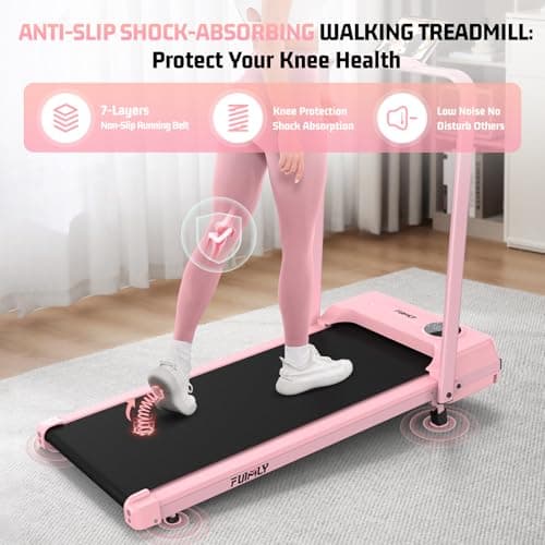 FUNMILY Foldable Walking Pad with Handle Bar, 4 in 1 Under Desk Treadmill with Incline, 2025 Upgraded Smart Folding Treadmill for Home/Office, Ultra-Quiet - Thumbnail 5