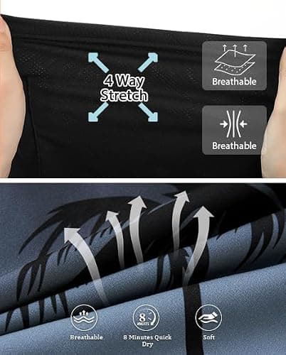 Men's Board Shorts with Compression Liner Stretch Black White Swimming Trunks for Mens Novelty 9" Men Bathing Suit Beach Shorts Brief Liner Quick Dry Mens Swim Trunks Swim Suits Summer Swimwear L - Thumbnail 4
