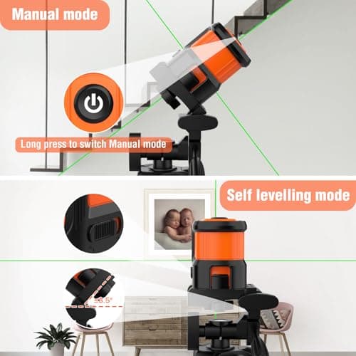 Laser Level with Tripod, LP LEIPOR Green Cross Line Lazer Leveler Tool for Picture Hanging Construction Floor Tile Wall Home Renovation, Indoor Project, Battery Included - Thumbnail 3