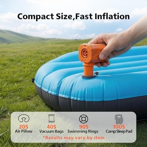 Portable Air Pump for Inflatables, 1.56 oz Mini Rechargeable Air Mattress Pump with Camping Light, Inflator and Deflator for Pool Floats, Swim Rings, Sleeping Pads, Vacuum Storage Bags - Thumbnail 4