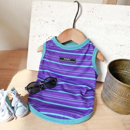 Jialinifery Soft Striped Dog Shirt, Cozy Warm pet Vest for Small Medium Dogs, Classic Puppy cat Clothes for Indoor Outdoor Outfits - Thumbnail 4