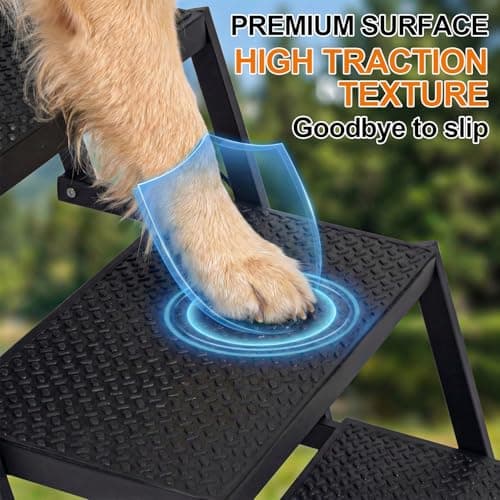 Dog Stairs for Car, Foldable Dog Steps for Large Dogs, 5-Step Ultra-Lightweight Non-Slip Dog Ramps Supports Up to 200 lbs, Suitable for SUV,Truck, Sofas, Bed - Thumbnail 5