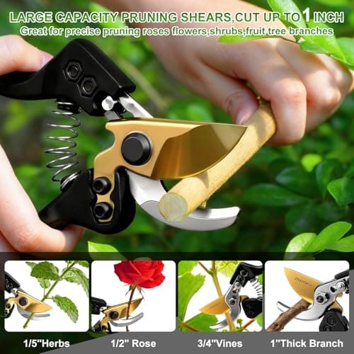 Pruning Shears for Gardening Heavy Duty Bypass Garden Shears With SK5 Steel Blade Professional Hand Pruners Clippers Sharp Scissors Tools for Weak Hands Yard Rose Flower Snip Trimming Plant Branches - Thumbnail 4