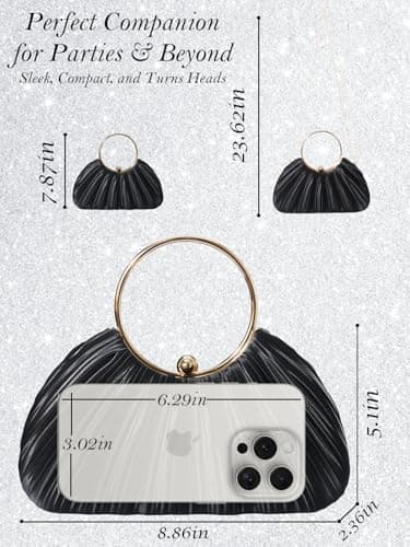 Black Clutch Purses for Women - Elegant Sparkling evening bags for Wedding Galas, Prom Nights, Cocktail Parties&Formal Events - Thumbnail 6