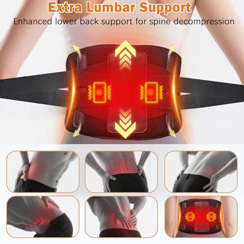 Joyset Cordless Heating Pad for Back Pain Relief,47-60" Lower Back Massager with 5 Heat 5 Vibration,Portable Wearable Heating Pad for Cramps,Birthday Gifts for Women Men Mom Dad(Black) - Thumbnail 3