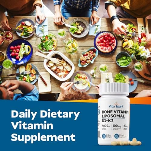 Vita Spark Vitamin D3 K2 - Liposomal Bone Vitamins Supplement, 5000IU D3, 100mcg K2 MK7 & Magnesium for Women and Men | Supports Bone, Teeth, Heart, Immune and Vascular Health*, 30 Days Mini Softgels - Thumbnail 6