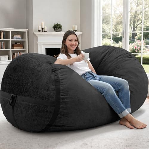 Homguava 5FT Bean Bag Chair Giant Bean Bag Chairs for Adults with Memory Foam Filled,Beanbag Chair with Soft Faux Fur Cover,Comfy Bean Bag Sofa Lounger for Living Room,Game Room,Bedroom - Image 1
