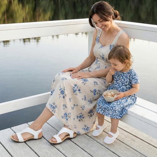 Athlefit Arch Support Orthopedic Sandals for Women Beach Orthotic Flat White Sandals Summer Casual Size 7.5 - Thumbnail 2