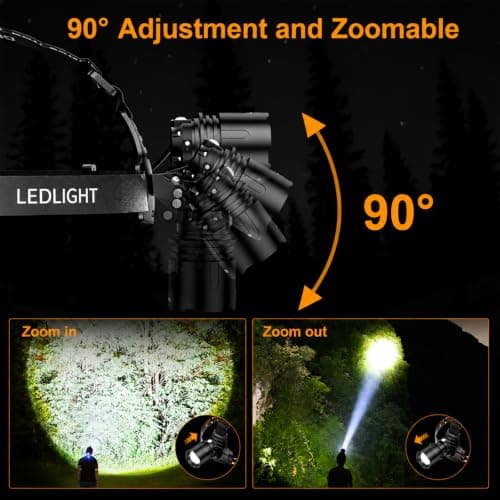 SKYFIRE Rechargeable Headlamp 3000 Lumens, LED Brightest Headlamps for Adults with 7500mAh Battery, Motion Sensor Waterproof Headlamp for Camping Hiking Hunting - Dual Light Sources Warm & White Light - Thumbnail 6