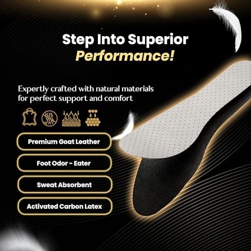 HANDARTE Premium Leather Shoe Insoles | Thin Shoe Inserts for Men/Women | Dress Shoe Insoles - Durable - 100% Natural Goatskin & Anti Sweat - Suitable for No-Socks (US W10/M8.5 | EU42) - Thumbnail 2