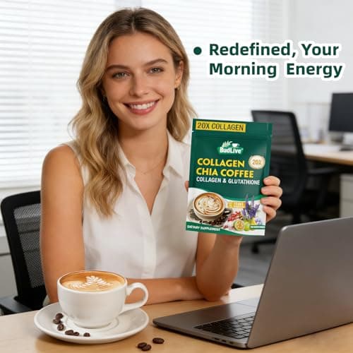 BudLive 20X Collagen Chia Coffee, 11 in 1 Chia Coffee Mix with Collagen & Chia Seeds, Goji Berry, Blueberry, Strawberry, Supports Hair, Skin & Nails, Sugar Free, Vegan, Gluten-Free, 30 Servings - Thumbnail 6
