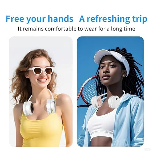 Suzii Portable Neck Fan Rechargeable, Hands Free Bladeless Personal Fan with 5 Speeds, Lightweight Foldable Wearable Cooling Fan, 360° Adjustable for Home, Office, Travel and Outdoor Use - Thumbnail 6