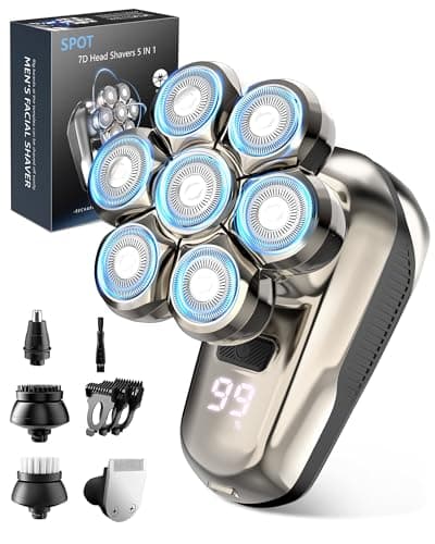 Head Shaver for Bald Men, 5-in-1 Electric Razor with 7D Floating & 2-Speed Modes, IPX7 Waterproof, LED Smart Display and Type-C Fast Charging, Professional Grooming Kit for Men Gifts, Father's Day - Image 1