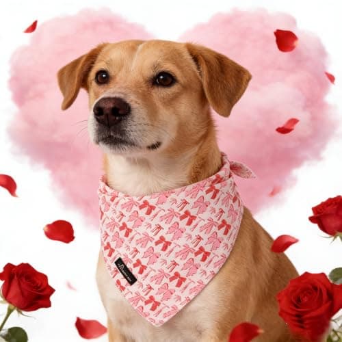 ARING PET Girl Dog Bandana, Cute Pink Bow Pet Bandanas Scarf Triangle Bibs Handkerchief for Puppy Small Medium Large Girly Dogs-L - Thumbnail 2