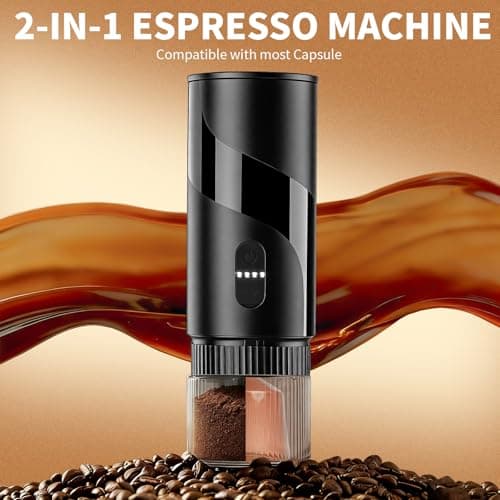 Portable Coffee Maker Set - Travel Coffee Maker, Electric Espresso Machine for Camping, Travel, Car, RV, Hiking, with Ground Coffee & Capsule Accessories, Milk Frother, Grinder, Gift for Coffee Lover - Thumbnail 3