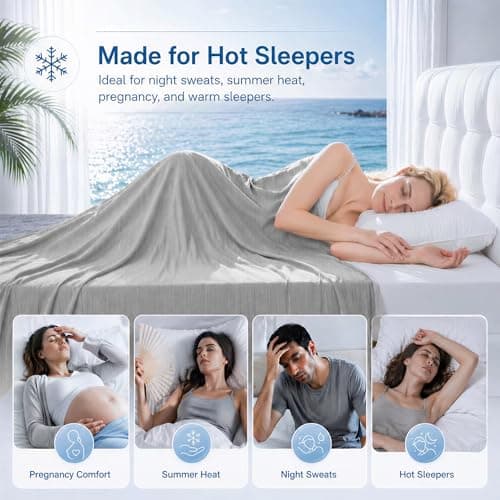 King Size Cooling Blanket for Hot Sleepers - Lightweight Breathable Cool Cold Blanket - Keep Cool for Night Sweats, Soft Thin Ice Blankets for Bed Couch Sofa, (Light Gray, 90"x108") - Thumbnail 2