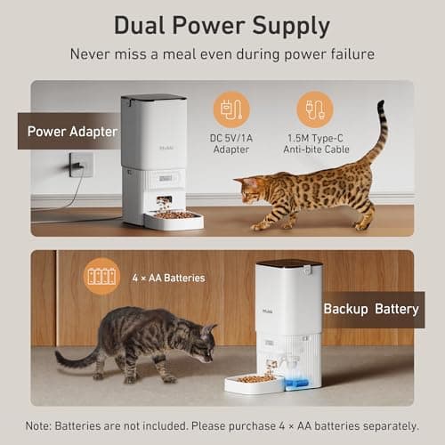 Automatic Cat Feeder - 7L/29 Cups Cat Food Dispenser with Desiccant Bag, 1–6 Meals, Ideal for 2–15mm Dry Food, Auto Pet Feeder with Dual Power Supply, Automatic Dog Feeder for Small Medium Breed - Thumbnail 5
