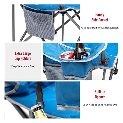 SUNNYFEEL XXL Oversized Camping Chair Heavy Duty 500 LBS for Big Tall People Above 6'4 Padded Portable Folding Sports Lawn Chairs with Armrest Cup Holder & Pocket for Outdoor/Travel/Picnic/Camp - Thumbnail 5