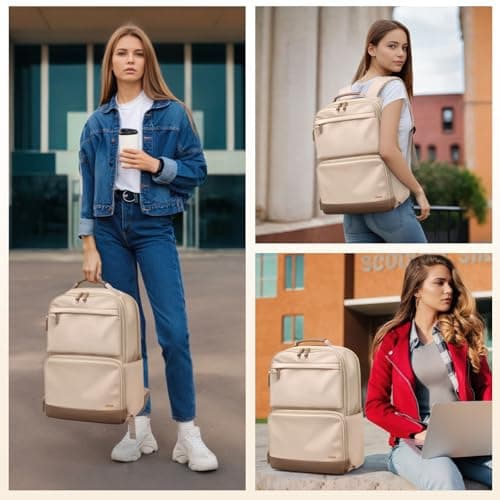 LABOMO Laptop Backpack for Women Men 16 Inch Laptop Bookbag Waterproof Bags Computer Adult Backpacks Business Daily Purse Bag with Laptop Compartment - Thumbnail 6