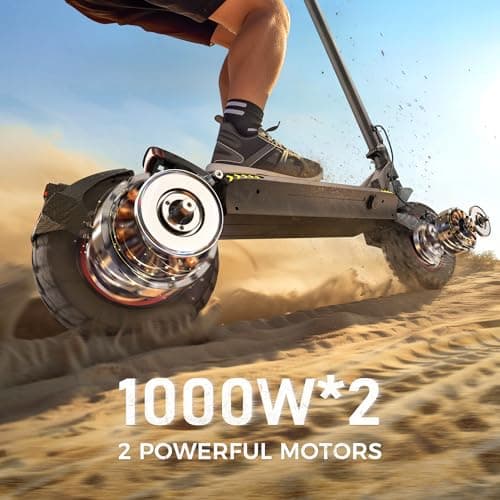 iScooter Electric Scooter, 1000W E Scooter, 50 Miles Long Range & 38 MPH Top Speed, 10" Off-Road Vacuum Tire Scooter for Adults with Turn Signals, Double Braking Systems, APP and Storage Bag - Thumbnail 3
