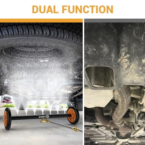 VIGRUE 2-in-1 Undercarriage Pressure Washer Attachment,24 Inch Pressure Washer Water Broom with 7 Nozzles, Under Car Washer Cleaner with 3 Pieces Extension Wand,4000 PSI,Orange - Thumbnail 6