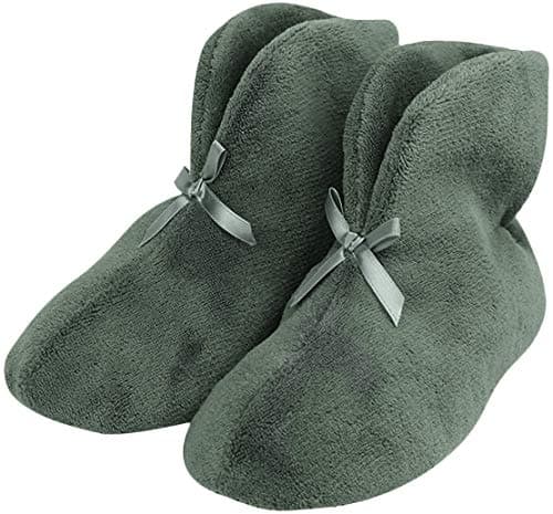 Slipper Boots, Forfoot Womens Slippers House Lightweight Winter Warm Slipper Booties Plush Bedroom Bootie Indoor Office Shoes Dark Grey US 9.5 - Image 1
