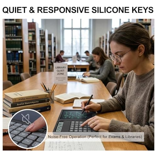 Niodel Desktop Calculator with 6.5" LCD Writing Tablet, 12-Digit Foldable Desktop Calculator with Stylus, Portable Professional Financial Notepad for School, Office & Business(Black) - Thumbnail 5