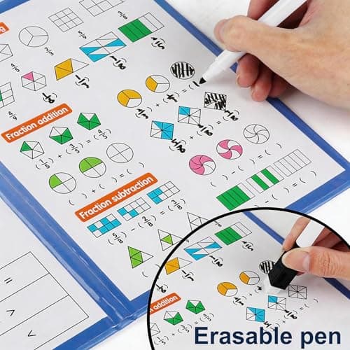 Magnetic Fraction Educational Puzzle, Magnetic Fraction Demonstration Book with Fraction Tiles & Circles, Math Manipulatives for Elementary School, Math Learning Skills for Kids - Thumbnail 5
