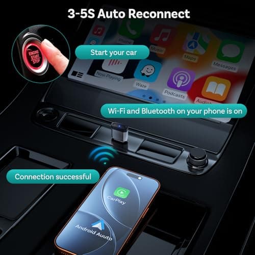 OTTOCAST Mini Nova Wireless CarPlay & Android Auto Adapter, 2-in-1 Convert Wired to Wireless, Plug & Play, Fast Auto Reconnect, Compact Mini Design for iPhone iOS 10+ & Android 11+ - Thumbnail 4