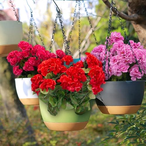 BSMYBO 6PCS Artificial Geraniums Outdoor Flowers, Faux Red Geraniums Artificial Flowers Plants Outdoor UV Resistant Plants, Realistic Silk Flowers for Cemetery, Front Porch Decor, Table Centerpiece - Thumbnail 3