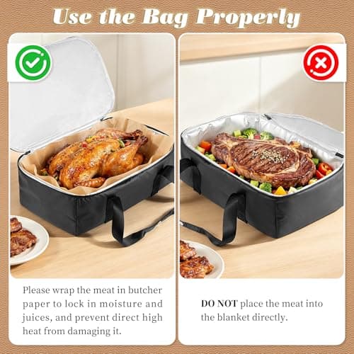 Nicemiya BBQ Blanket for Resting Meat, Insulated Meat Bag, Blanket for Smoker Brisket Pork Shoulder Turkey, Pefect Gift for Grill Lover Birthday Christmas for Men (Black Leak-Proof Vinyl) - Thumbnail 6