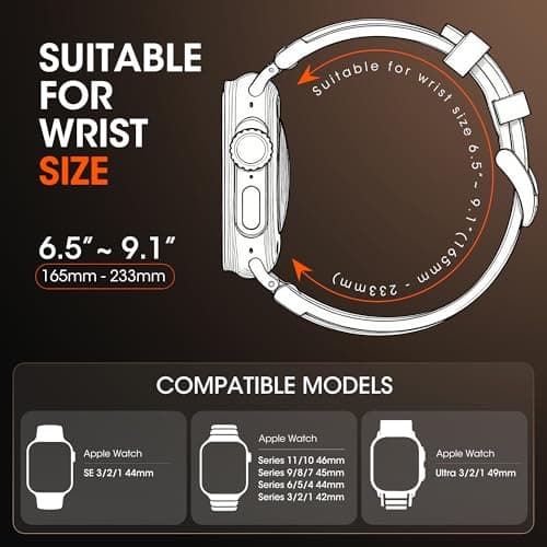 CDRCICI Vintage Leather Strap Compatible with Apple Watch Band 46mm 45mm 44mm 42mm 49mm for Men Women, Rugged Metal Connector Genuine Leather Replacement Strap for iWatch Series 11 10 9 8 7 6 5 4 3 SE Ultra 3 2 1 - Thumbnail 3